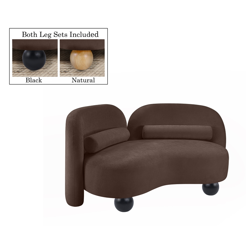 Meridian Furniture Daphne Brown Chenille Fabric Loveseat