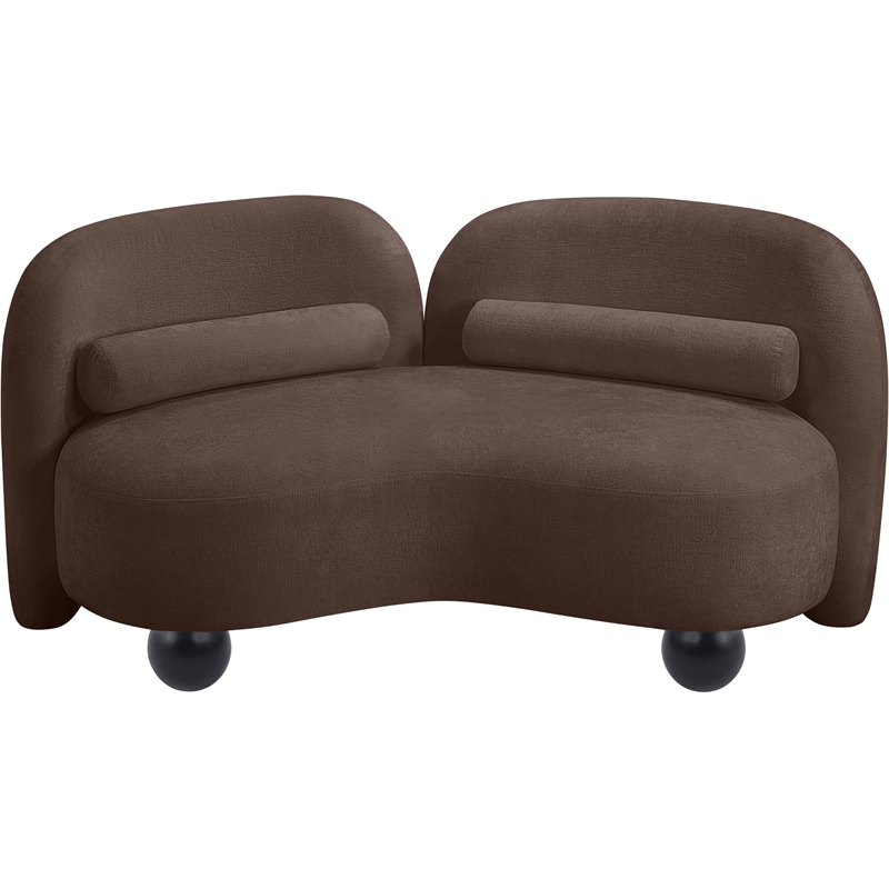 Meridian Furniture Daphne Brown Chenille Fabric Loveseat