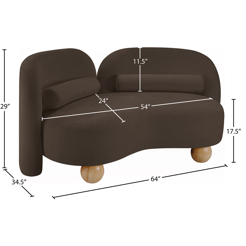 Meridian Furniture Daphne Brown Chenille Fabric Loveseat