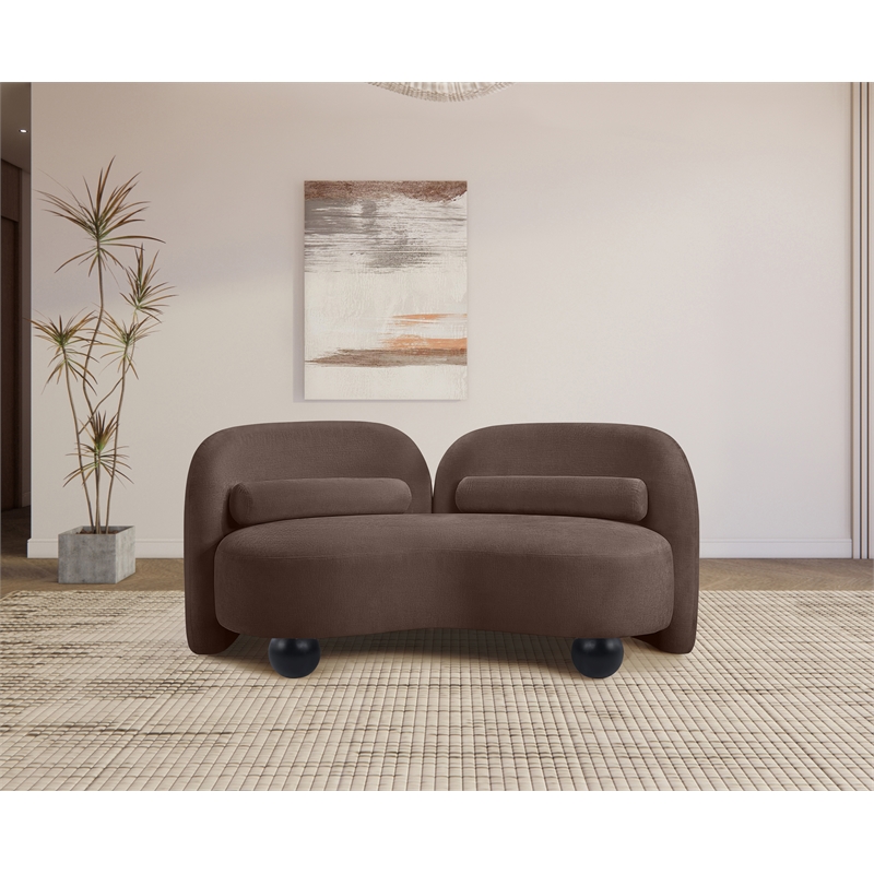 Meridian Furniture Daphne Brown Chenille Fabric Loveseat