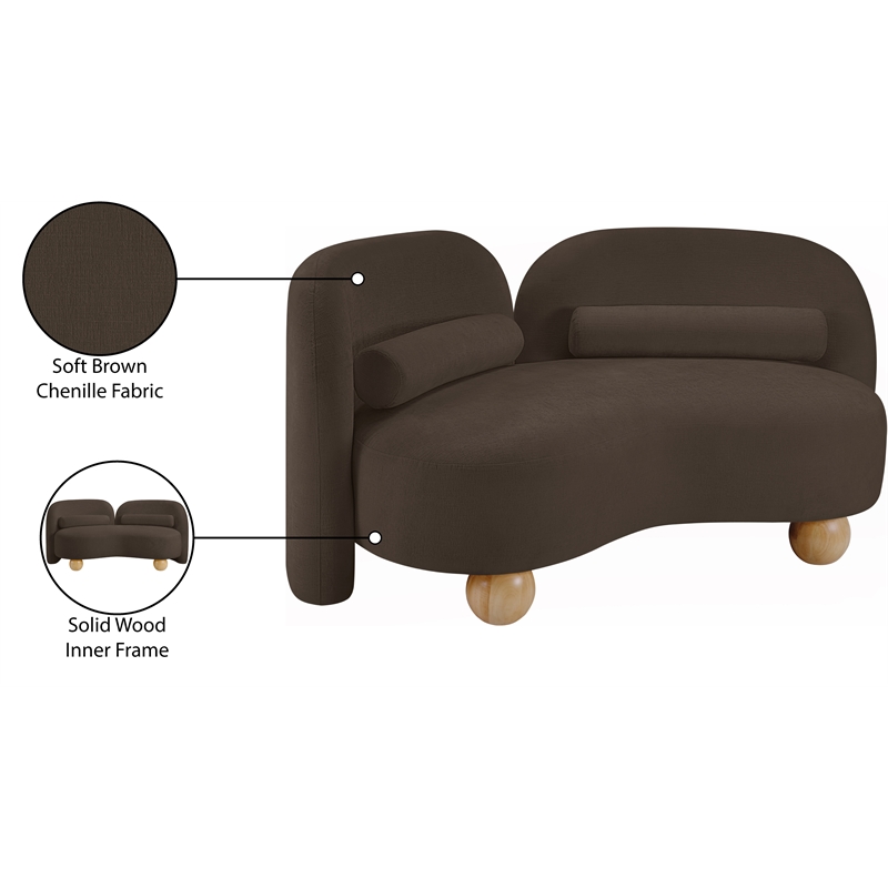 Meridian Furniture Daphne Brown Chenille Fabric Loveseat