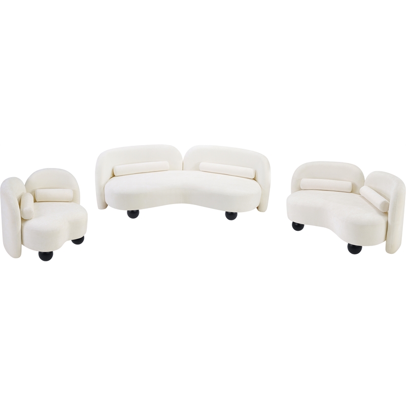 Meridian Furniture Daphne Cream Chenille Fabric Loveseat