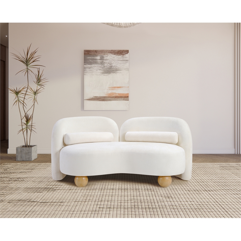 Meridian Furniture Daphne Cream Chenille Fabric Loveseat