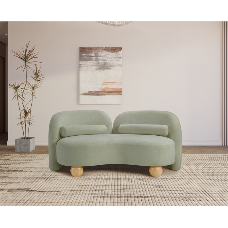 Meridian Furniture Daphne Mint Chenille Fabric Loveseat