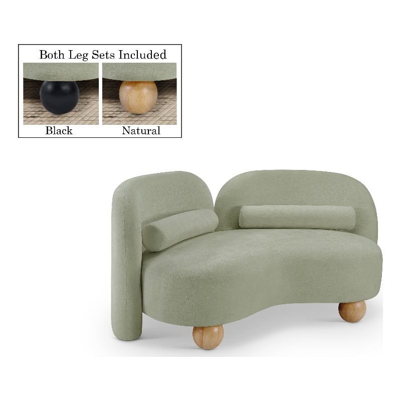 Meridian Furniture Daphne Mint Chenille Fabric Loveseat