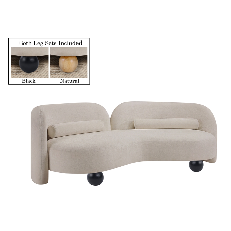 Meridian Furniture Daphne Beige Chenille Fabric Sofa