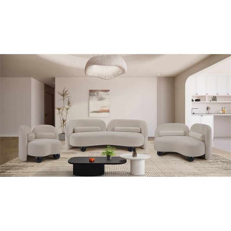 Meridian Furniture Daphne Beige Chenille Fabric Sofa