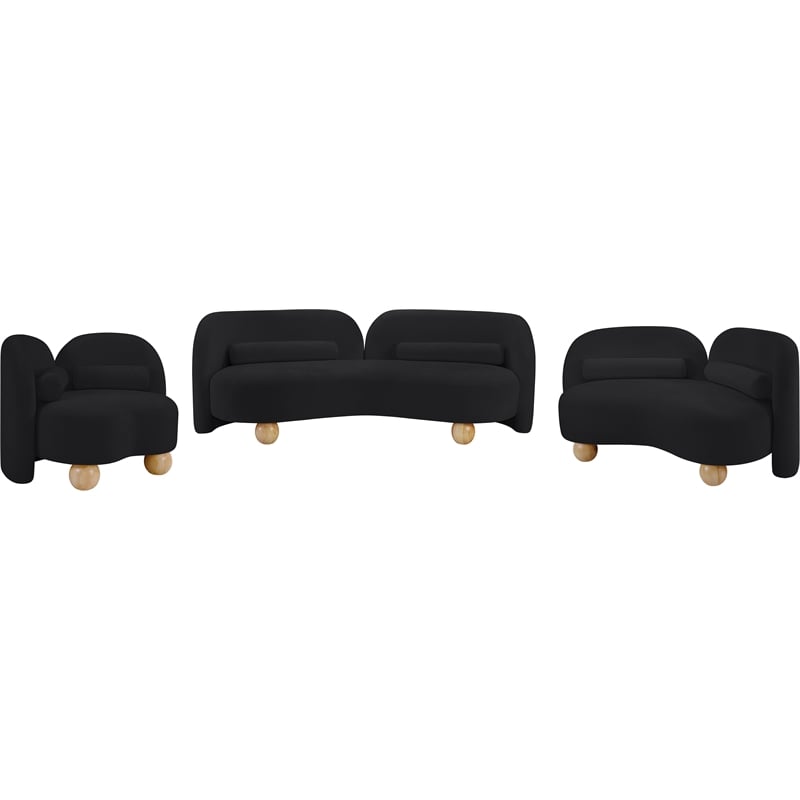 Meridian Furniture Daphne Black Chenille Fabric Sofa