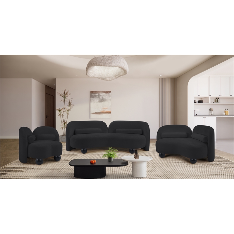 Meridian Furniture Daphne Black Chenille Fabric Sofa