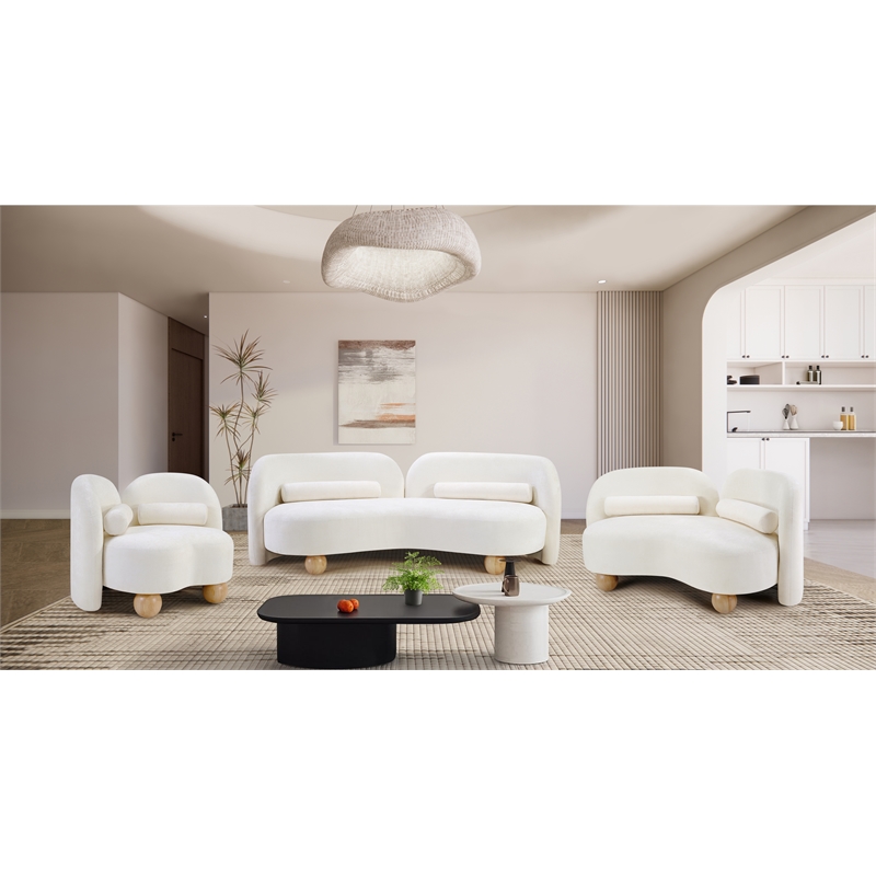 Meridian Furniture Daphne Cream Chenille Fabric Sofa