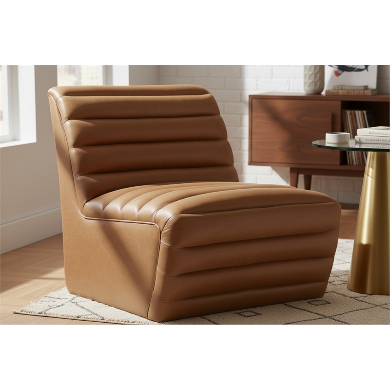 Meridian Furniture Vega Cognac Vegan Leather Accent Chair
