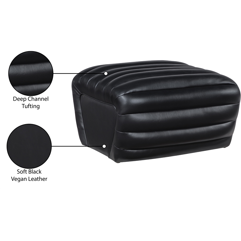 Meridian Furniture Vega Black Vegan Leather Ottoman