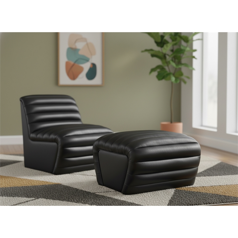 Meridian Furniture Vega Black Vegan Leather Ottoman