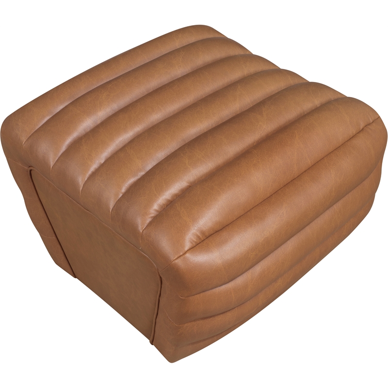 Meridian Furniture Vega Cognac Vegan Leather Ottoman