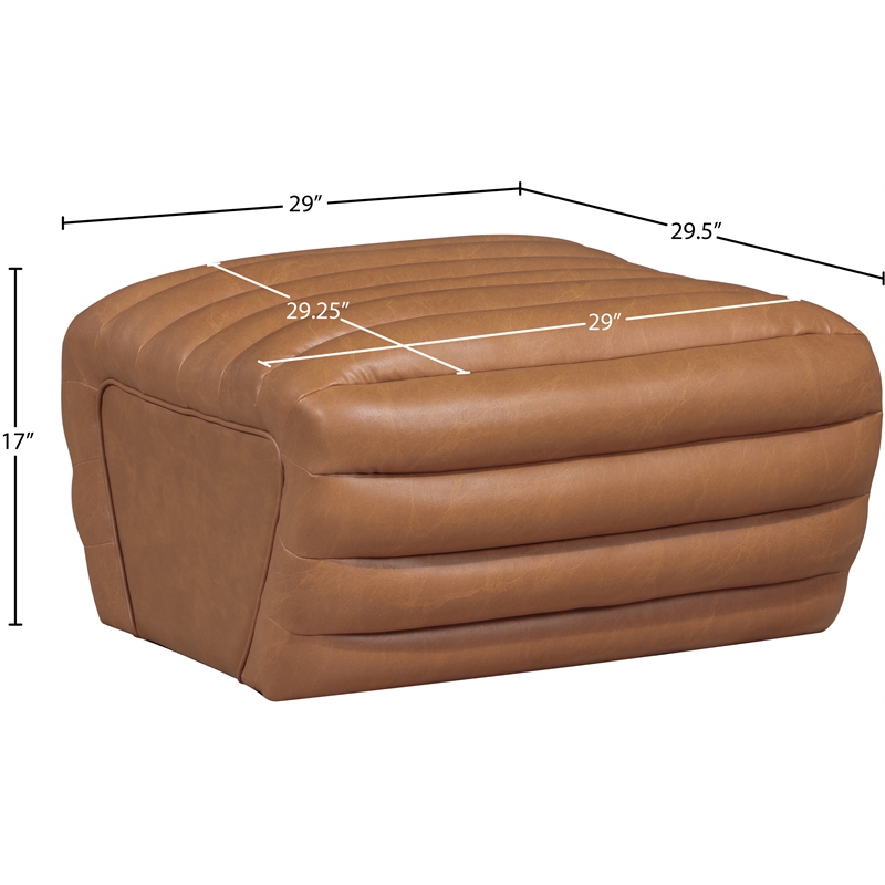Meridian Furniture Vega Cognac Vegan Leather Ottoman
