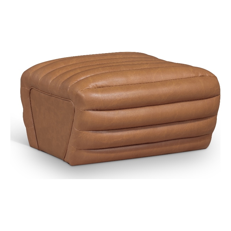 Meridian Furniture Vega Cognac Vegan Leather Ottoman