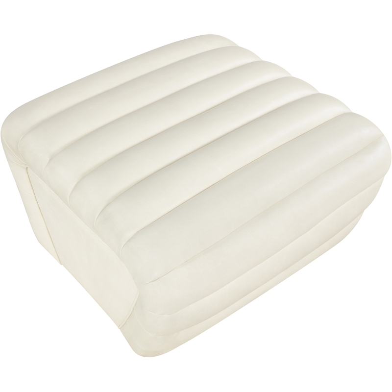Meridian Furniture Vega Cream Vegan Leather Ottoman