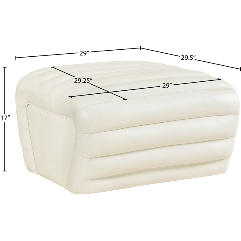 Meridian Furniture Vega Cream Vegan Leather Ottoman
