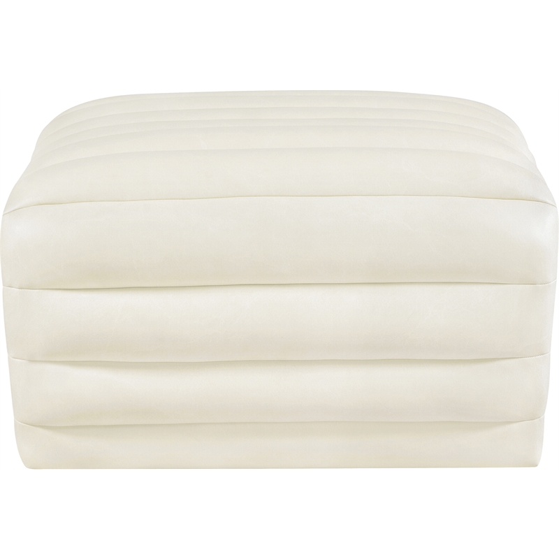 Meridian Furniture Vega Cream Vegan Leather Ottoman