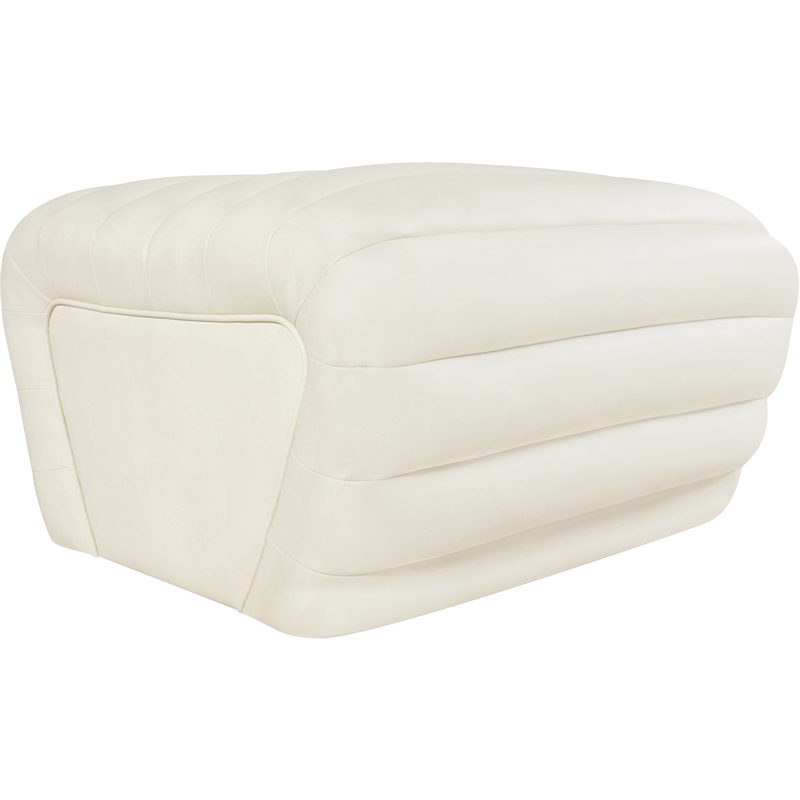 Meridian Furniture Vega Cream Vegan Leather Ottoman