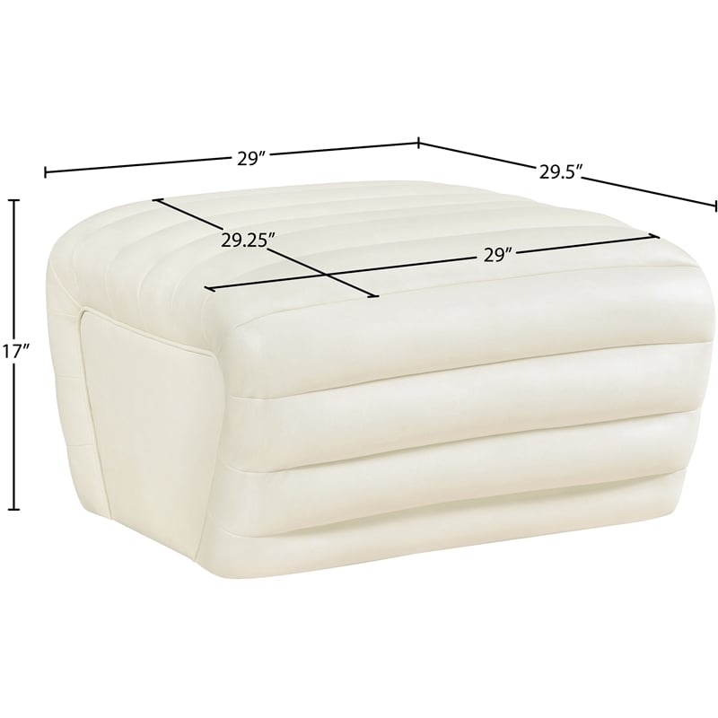 Meridian Furniture Vega Cream Vegan Leather Ottoman