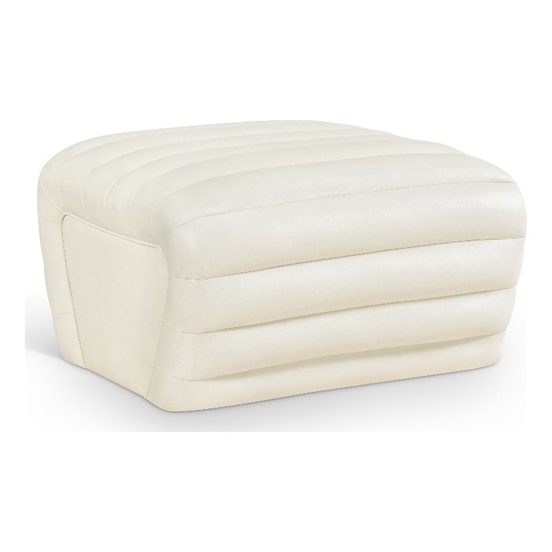 Meridian Furniture Vega Cream Vegan Leather Ottoman