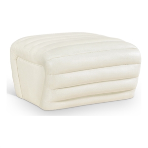 Meridian Furniture Vega Cream Vegan Leather Ottoman