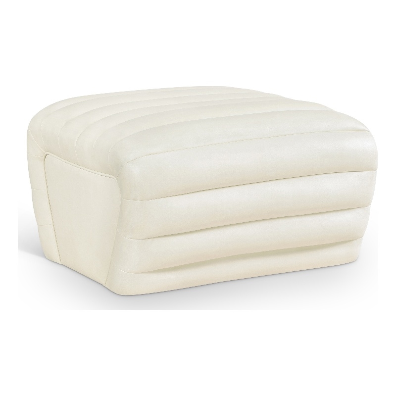 Meridian Furniture Vega Cream Vegan Leather Ottoman