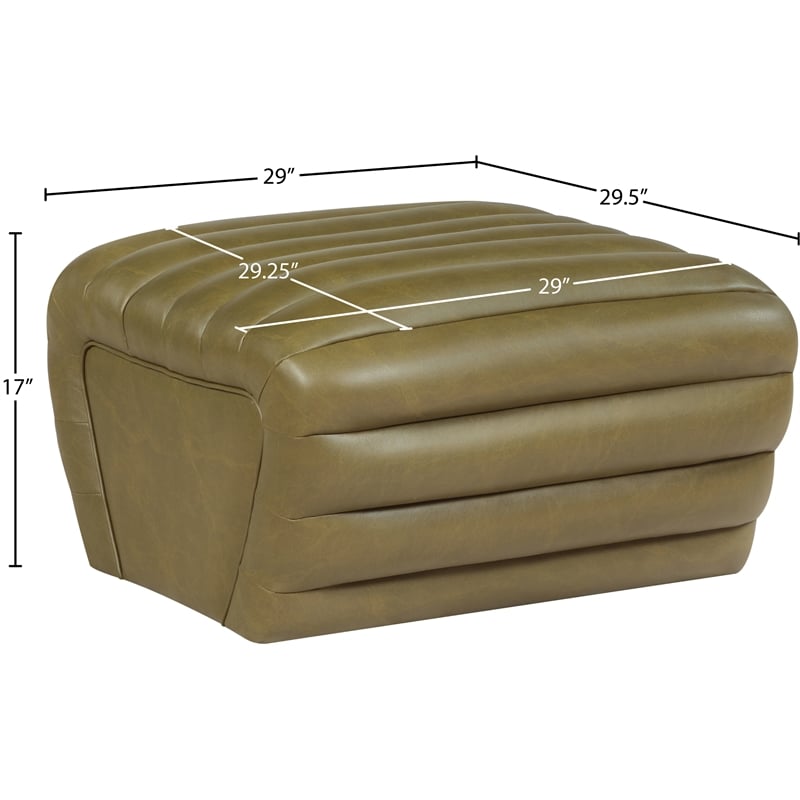 Meridian Furniture Vega Olive Vegan Leather Ottoman