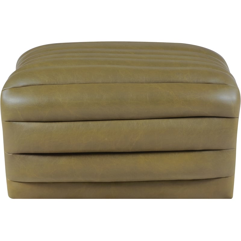 Meridian Furniture Vega Olive Vegan Leather Ottoman
