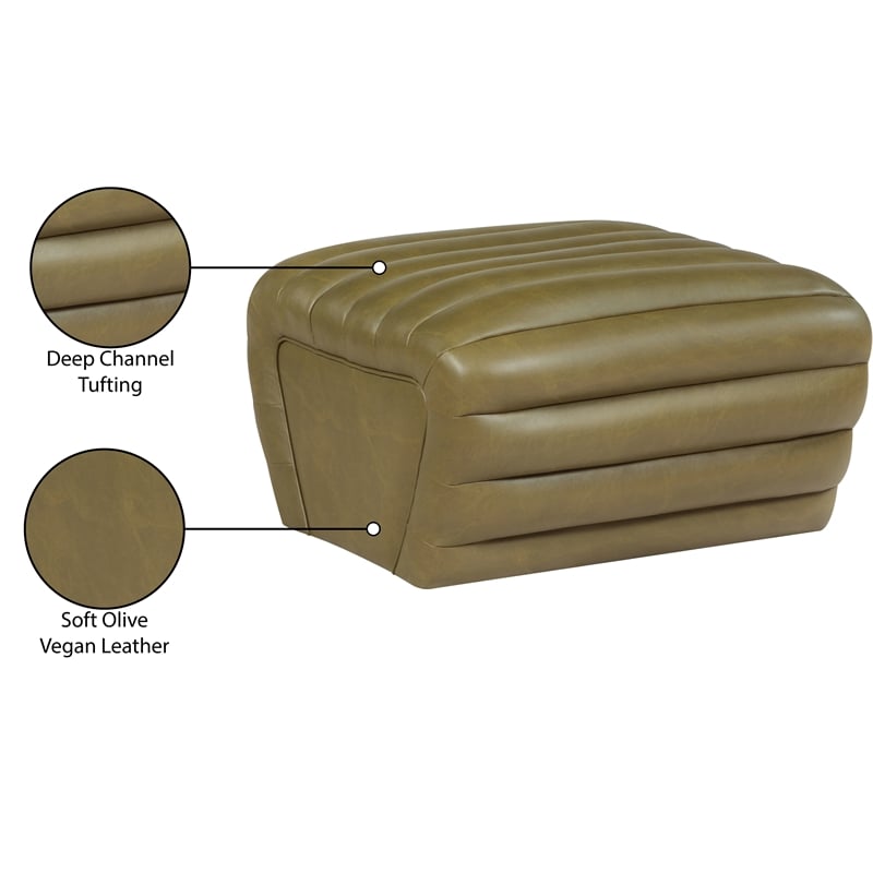 Meridian Furniture Vega Olive Vegan Leather Ottoman
