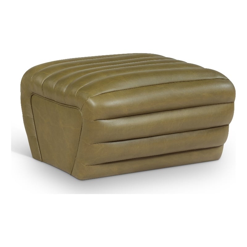Meridian Furniture Vega Olive Vegan Leather Ottoman