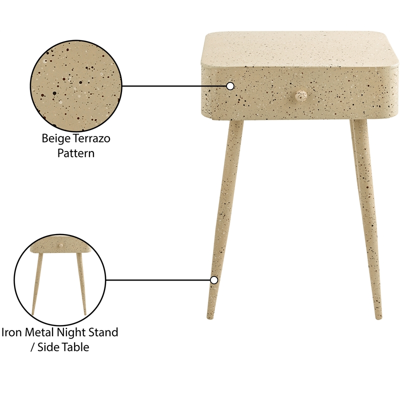Meridian Furniture Rylan Beige Iron Night Stand