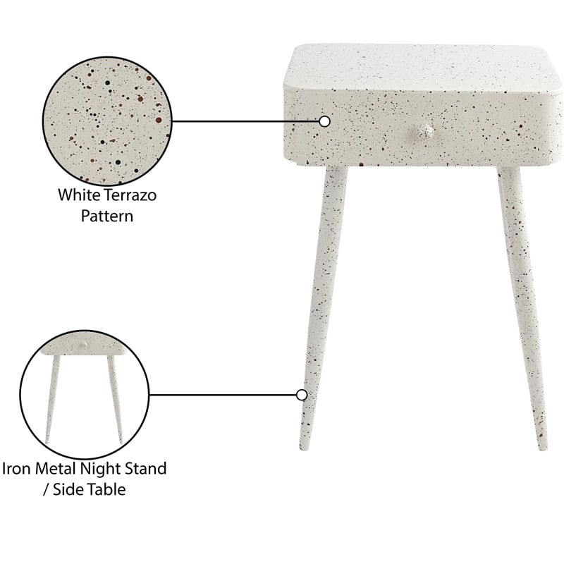 Meridian Furniture Rylan White Iron Night Stand