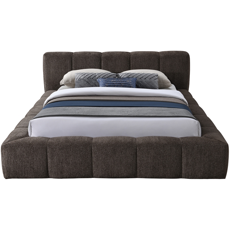 Meridian Furniture Carlin Brown Chenille Fabric Full Bed