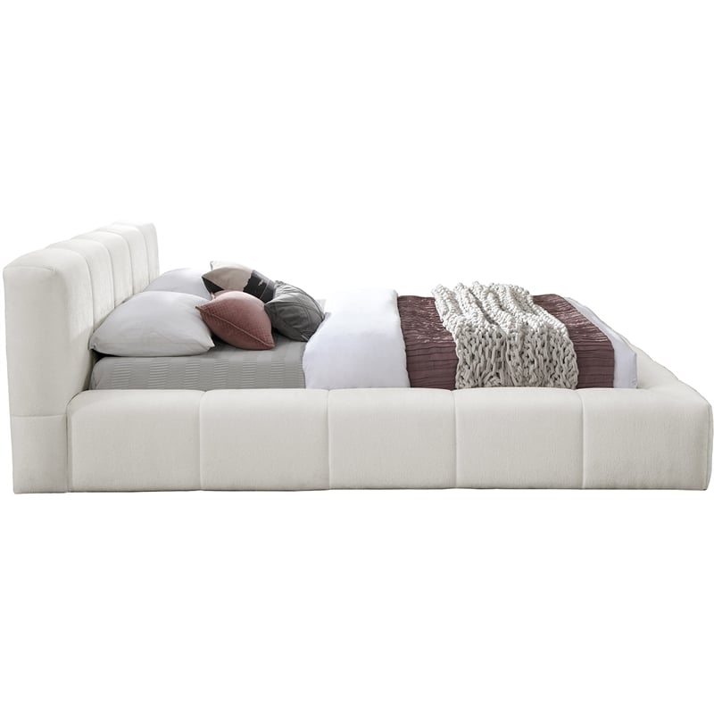 Meridian Furniture Carlin Cream Chenille Fabric Full Bed