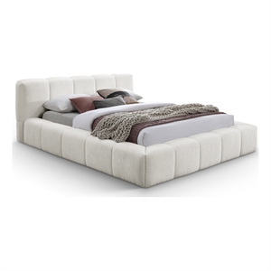 Meridian Furniture Carlin Cream Chenille Fabric Full Bed