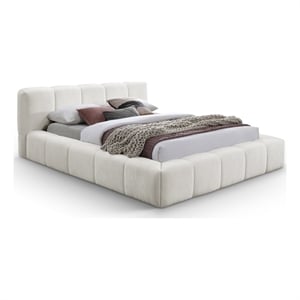 Meridian Furniture Carlin Cream Chenille Fabric King Bed