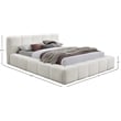 Meridian Furniture Carlin Cream Chenille Fabric Queen Bed