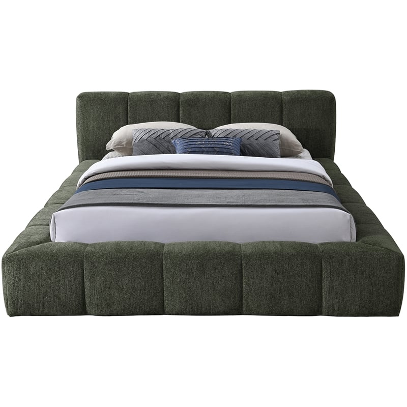 Meridian Furniture Carlin Olive Chenille Fabric King Bed