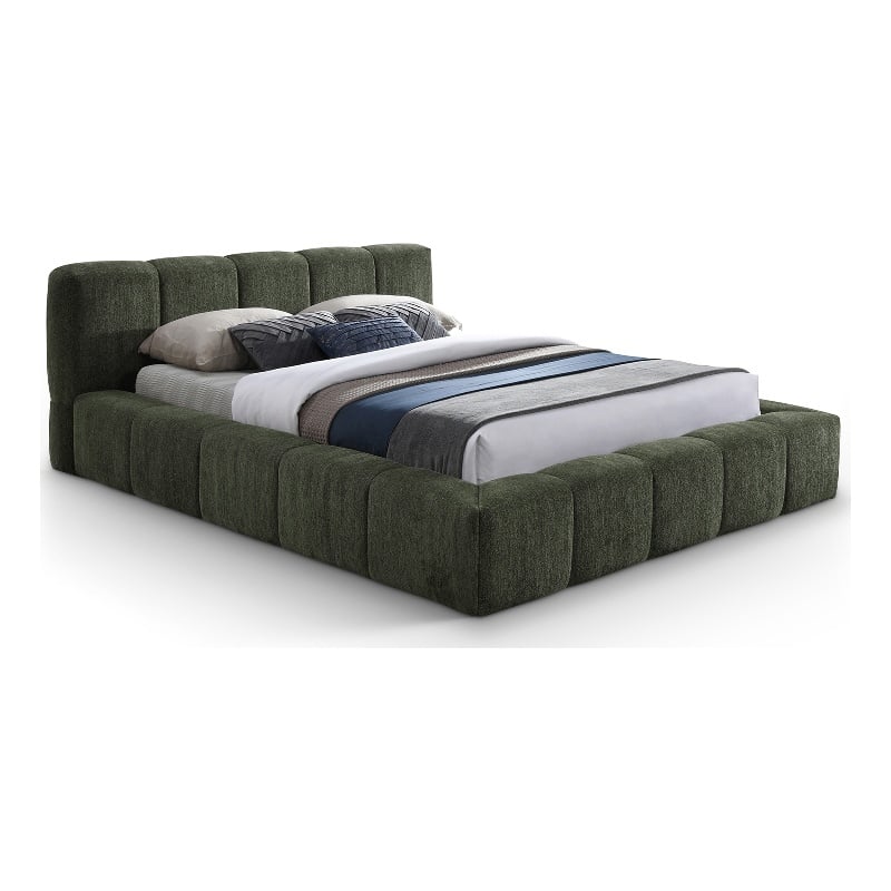 Meridian Furniture Carlin Olive Chenille Fabric King Bed