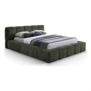 Meridian Furniture Carlin Olive Chenille Fabric Queen Bed
