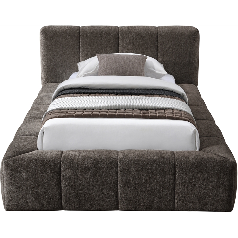 Meridian Furniture Carlin Brown Chenille Fabric Twin Bed