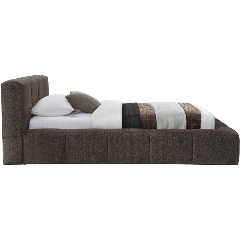 Meridian Furniture Carlin Brown Chenille Fabric Twin Bed
