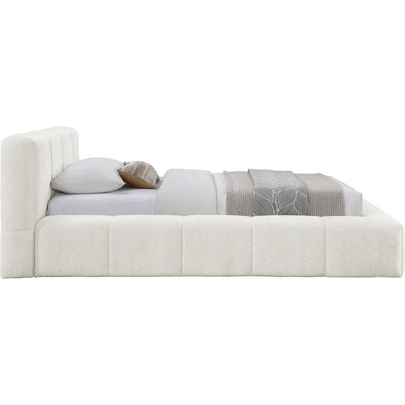 Meridian Furniture Carlin Cream Chenille Fabric Twin Bed