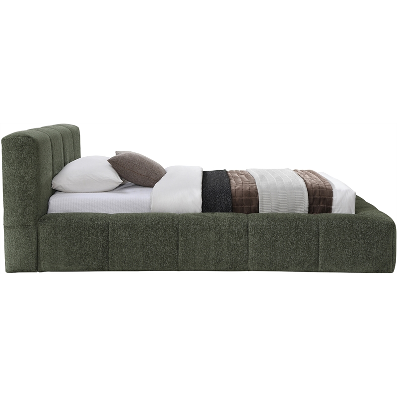 Meridian Furniture Carlin Olive Chenille Fabric Twin Bed