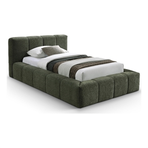 Meridian Furniture Carlin Olive Chenille Fabric Twin Bed