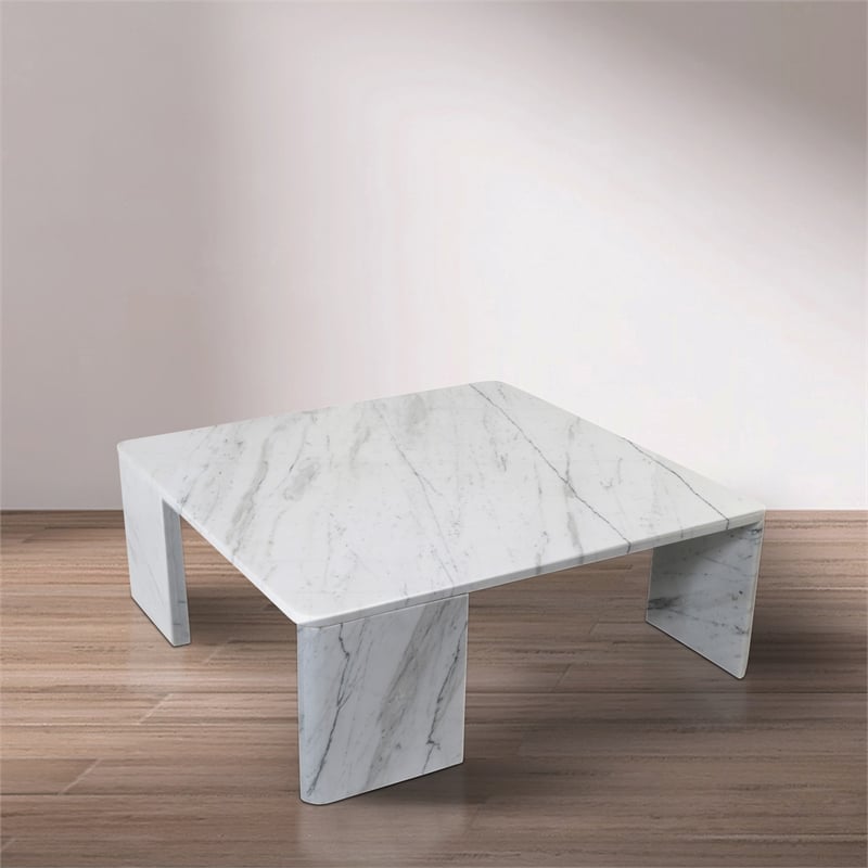 Meridian Furniture Livorno White Genuine Marble Coffee Table