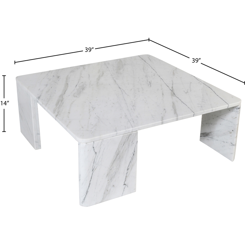 Meridian Furniture Livorno White Genuine Marble Coffee Table