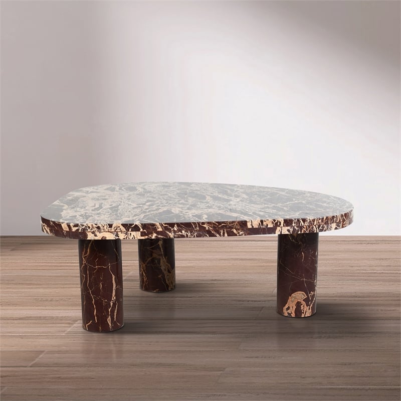 Meridian Furniture Messina Burgundy Genuine Marble Coffee Table
